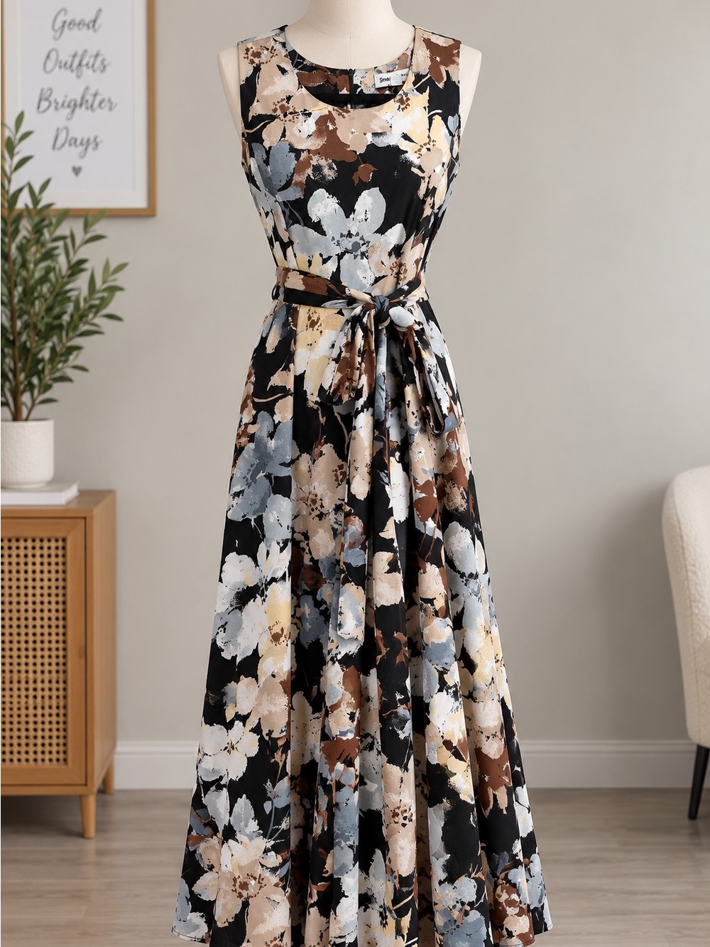 Shelby & Palmer Floral Belted Midi Dress Small